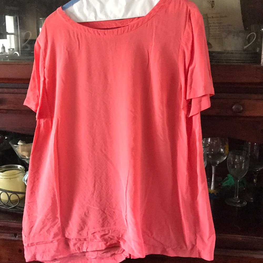 Coral silk blouse